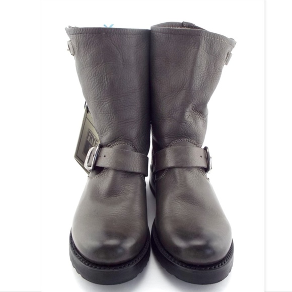 New FRYE Smoke Gray Slouch Leather Buckle Strap Booties 6.5 - Picture 2 of 6